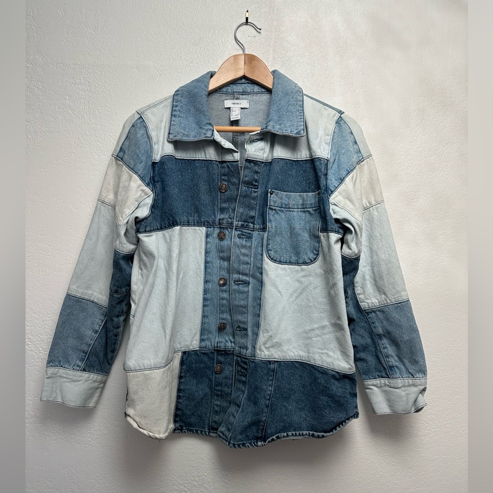 Forever 21 Patchwork Denim Jean Jacket - image 1